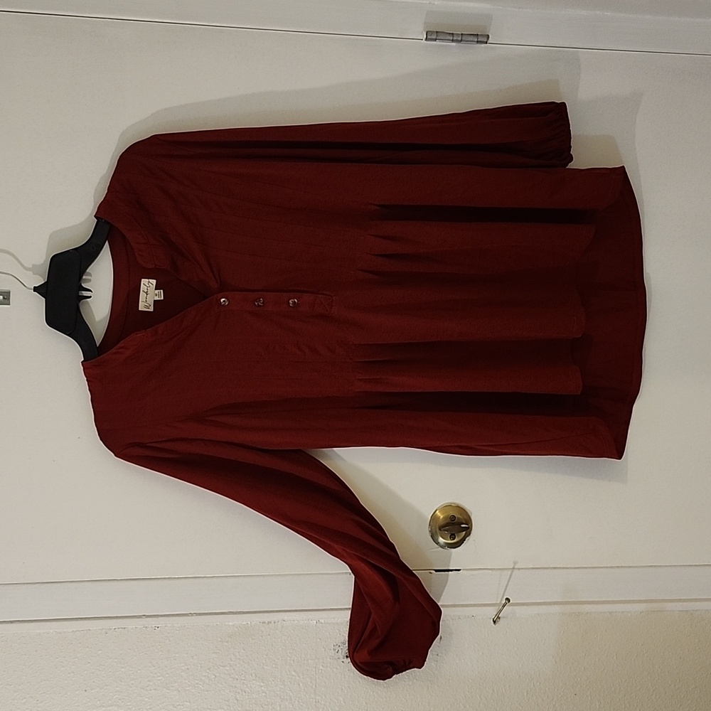 Wonderly- Burgundy long sleeve dress